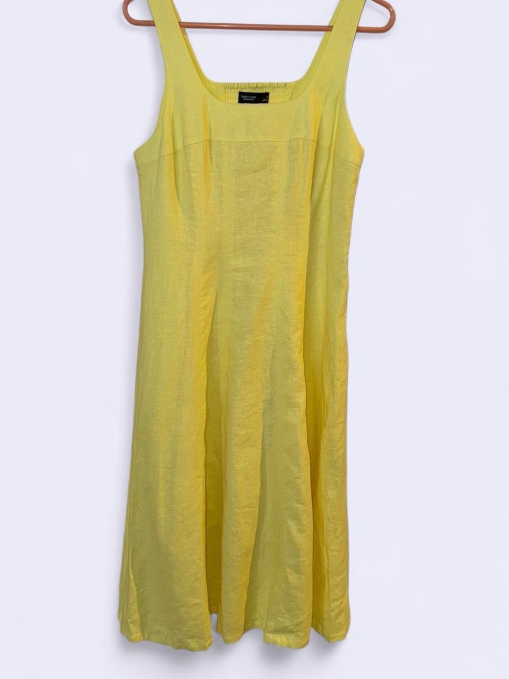 Simply Vera Vera Wang Yellow Linen Blend Midi Dress Sleeveless Sundress Size M